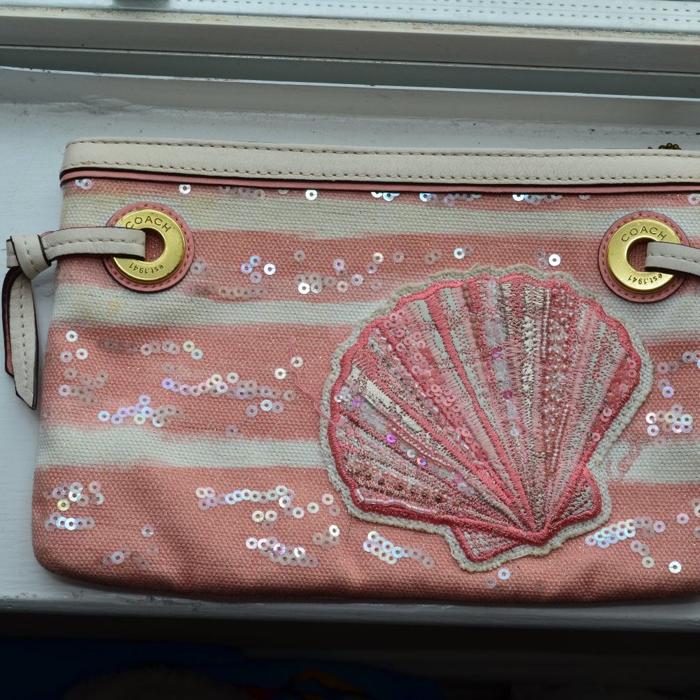 Coach Seashell Wristlet Clutch Handbag Purse